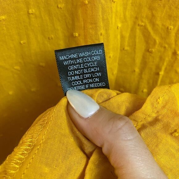 CURE Mustard Yellow Textured Fall Long Balloon Puff Sleeve Blouse small - Picture 7 of 9